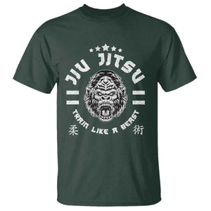 Brazilian Jiu Jitsu T Shirt Train Like A Beast Vintage BJJ Grappling Gorilla TS10 Dark Forest Green Print Your Wear