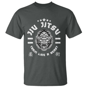 Brazilian Jiu Jitsu T Shirt Train Like A Beast Vintage BJJ Grappling Gorilla TS10 Dark Heather Print Your Wear