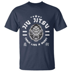 Brazilian Jiu Jitsu T Shirt Train Like A Beast Vintage BJJ Grappling Gorilla TS10 Navy Print Your Wear