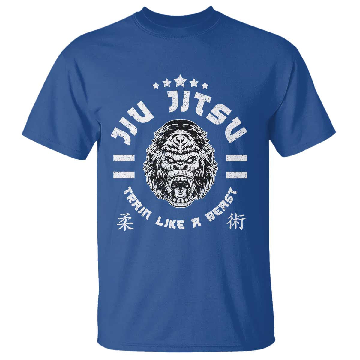 Brazilian Jiu Jitsu T Shirt Train Like A Beast Vintage BJJ Grappling Gorilla TS10 Royal Blue Print Your Wear