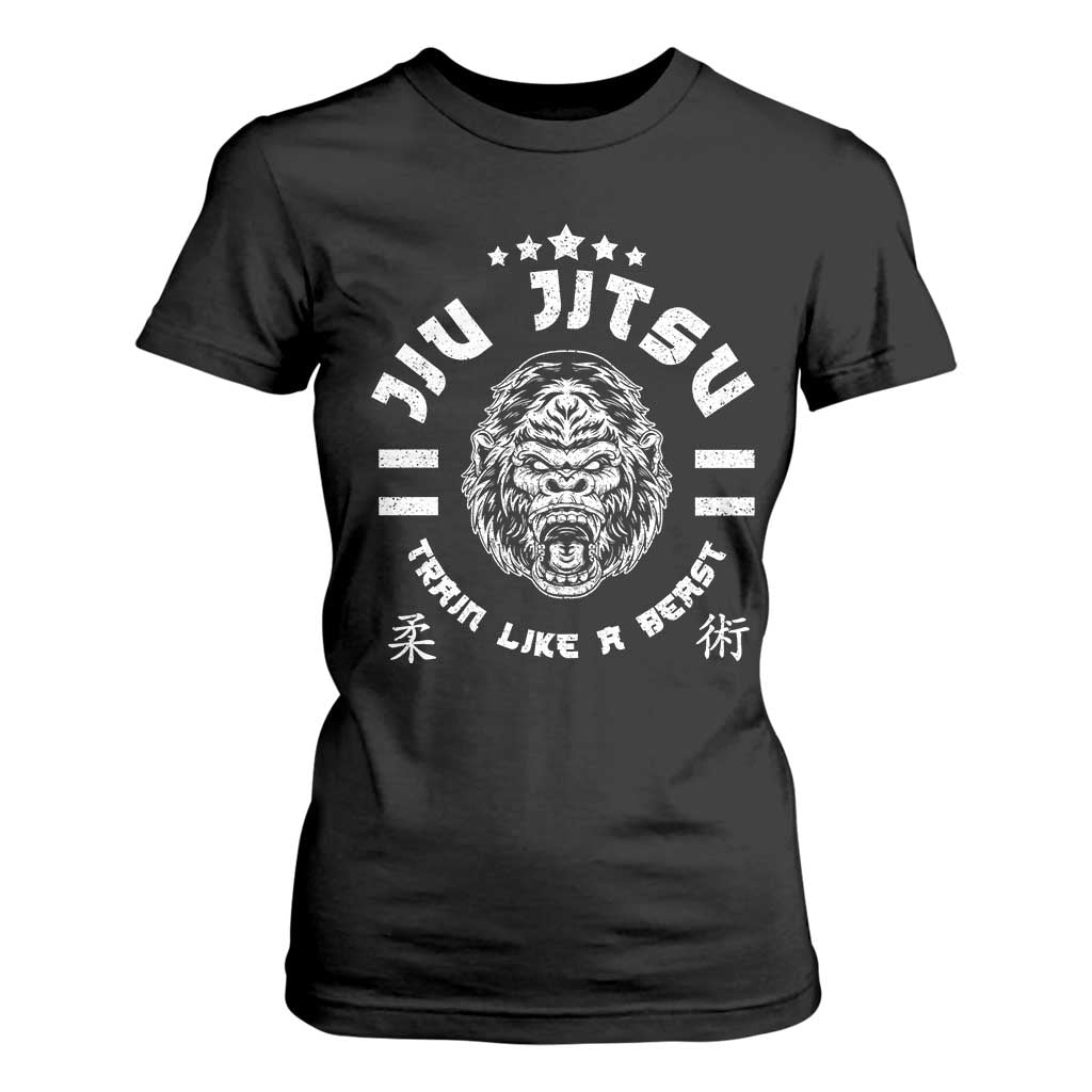 Brazilian Jiu Jitsu T Shirt For Women Train Like A Beast Vintage BJJ Grappling Gorilla TS10 Black Print Your Wear