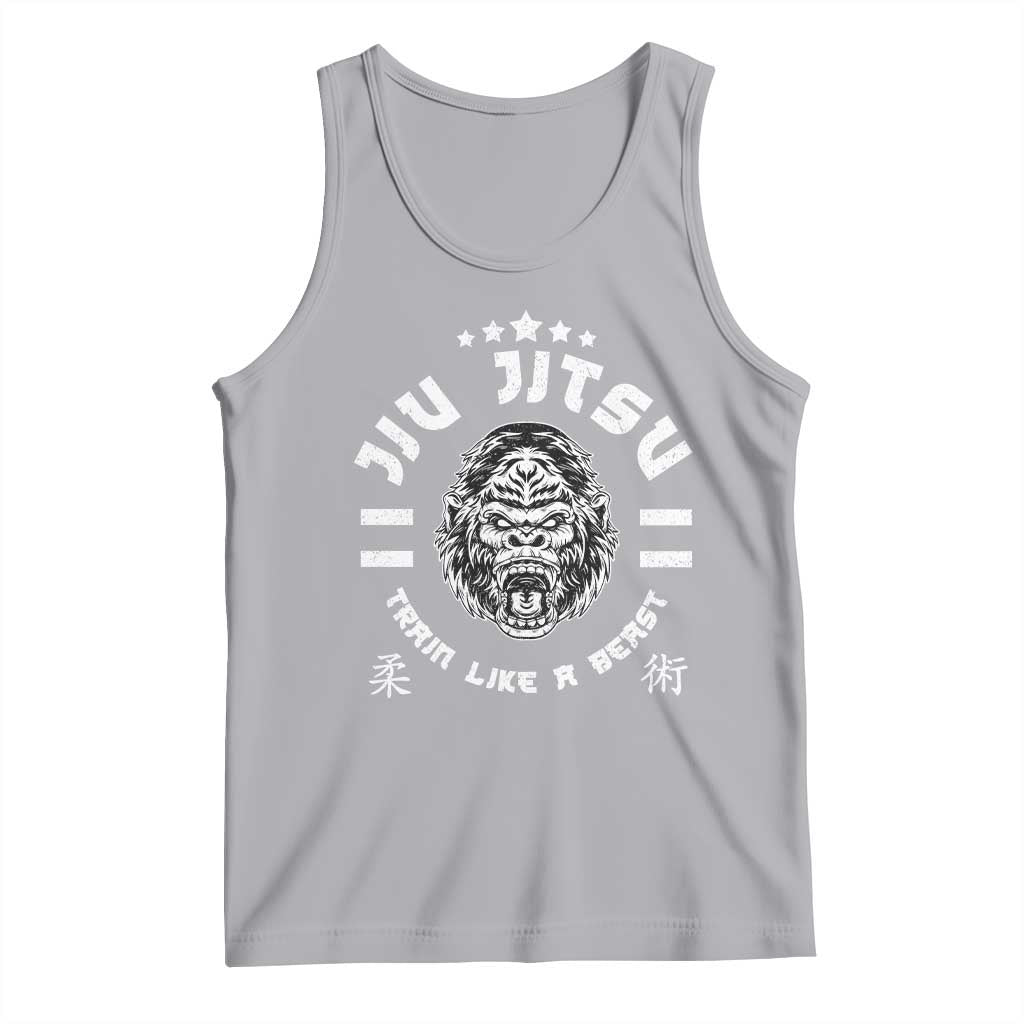 Brazilian Jiu Jitsu Tank Top Train Like A Beast Vintage BJJ Grappling Gorilla TS10 Athletic Heather Print Your Wear