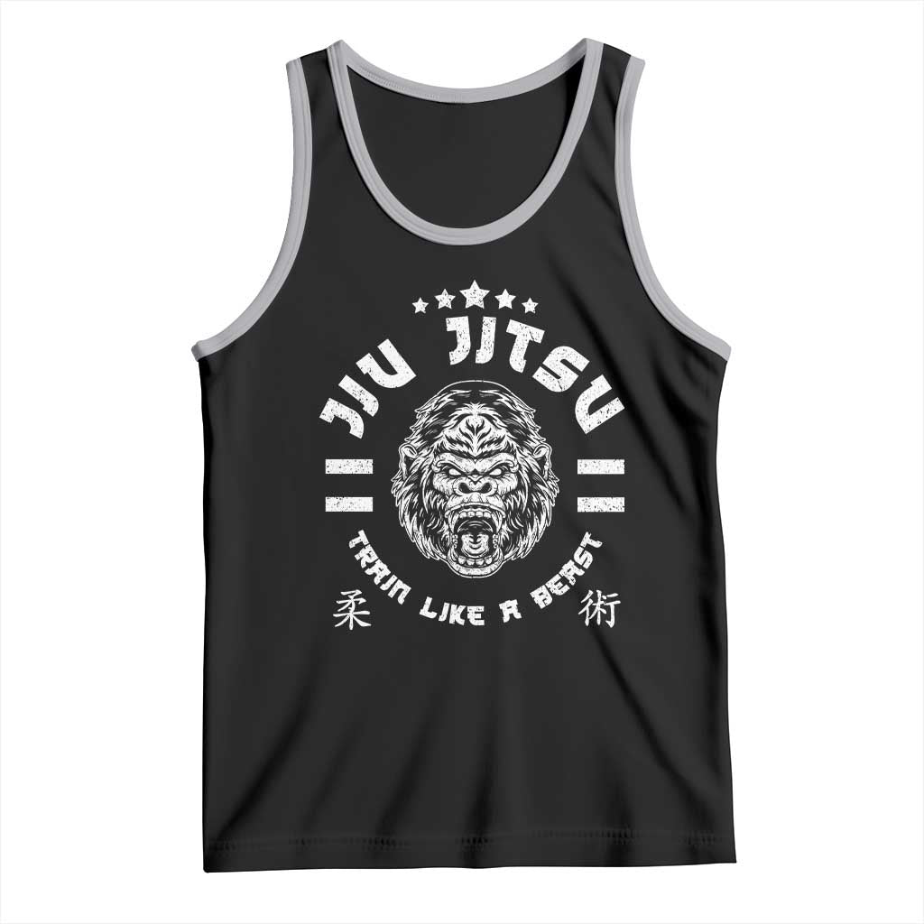 Brazilian Jiu Jitsu Tank Top Train Like A Beast Vintage BJJ Grappling Gorilla TS10 Black Athletic Heather Print Your Wear