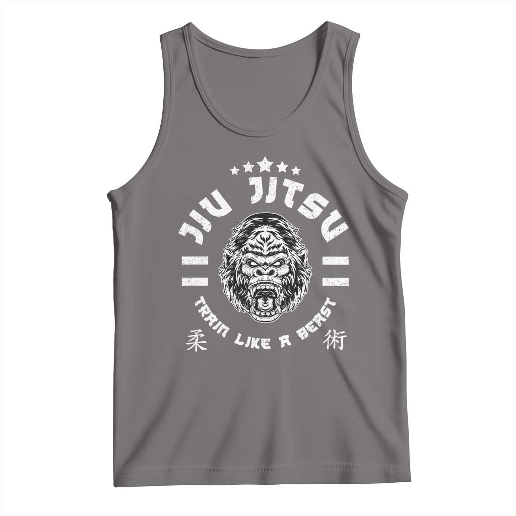 Brazilian Jiu Jitsu Tank Top Train Like A Beast Vintage BJJ Grappling Gorilla TS10 Deep Heather Print Your Wear