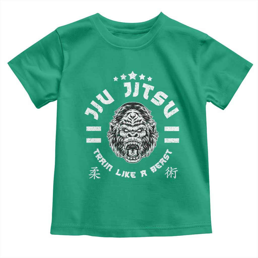 Brazilian Jiu Jitsu Toddler T Shirt Train Like A Beast Vintage BJJ Grappling Gorilla TS10 Irish Green Print Your Wear