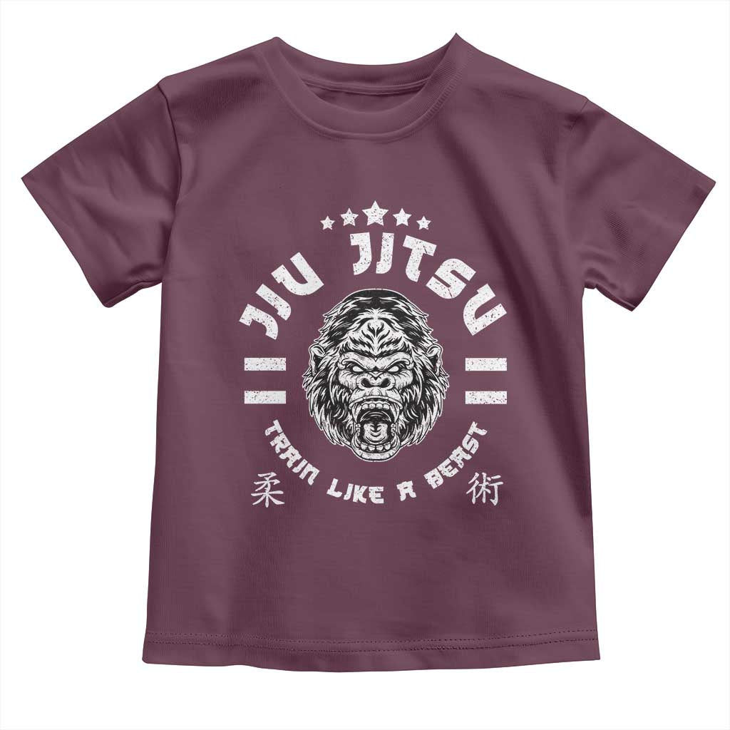 Brazilian Jiu Jitsu Toddler T Shirt Train Like A Beast Vintage BJJ Grappling Gorilla TS10 Maroon Print Your Wear
