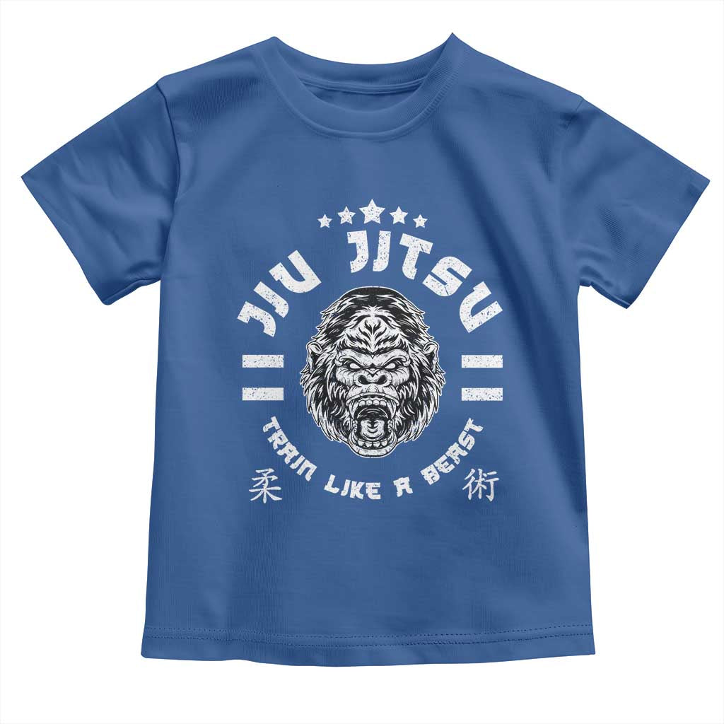 Brazilian Jiu Jitsu Toddler T Shirt Train Like A Beast Vintage BJJ Grappling Gorilla TS10 Royal Blue Print Your Wear