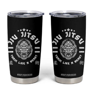 Brazilian Jiu Jitsu Tumbler Cup Train Like A Beast Vintage BJJ Grappling Gorilla TS10 Black Print Your Wear