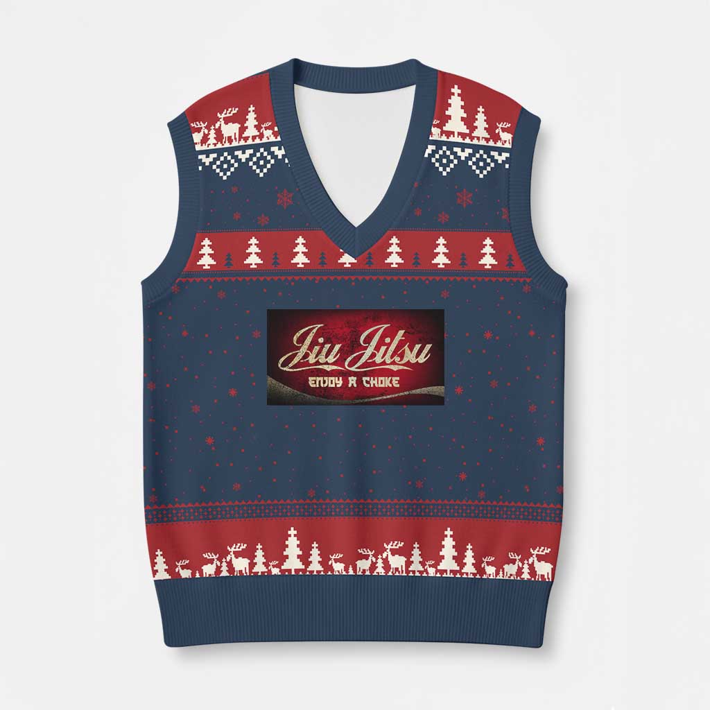 Funny Brazilian Jiu Jitsu V-Neck Knit Sweater Vest BJJ Tactical Hugging Choke Jiujitsu Martial Arts TS10 Navy Red Print Your Wear