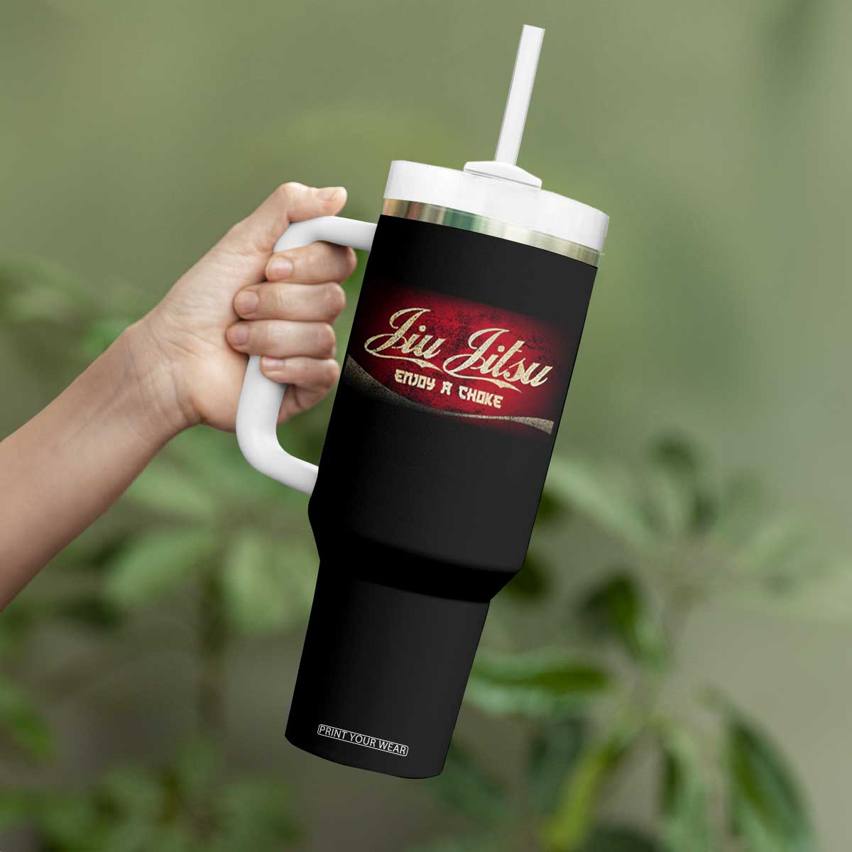 Funny Brazilian Jiu Jitsu Tumbler With Handle BJJ Tactical Hugging Choke Jiujitsu Martial Arts TS10 Print Your Wear