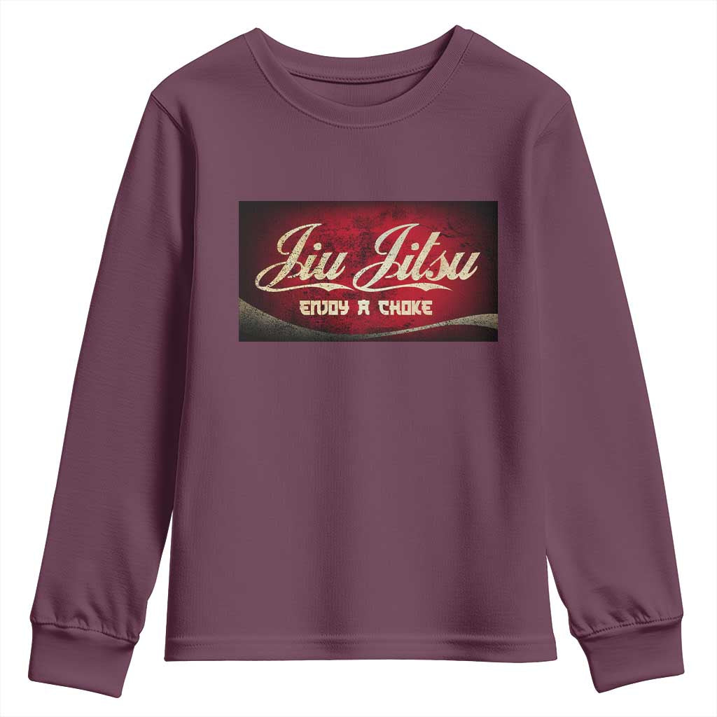 Funny Brazilian Jiu Jitsu Youth Sweatshirt BJJ Tactical Hugging Choke Jiujitsu Martial Arts TS10 Maroon Print Your Wear