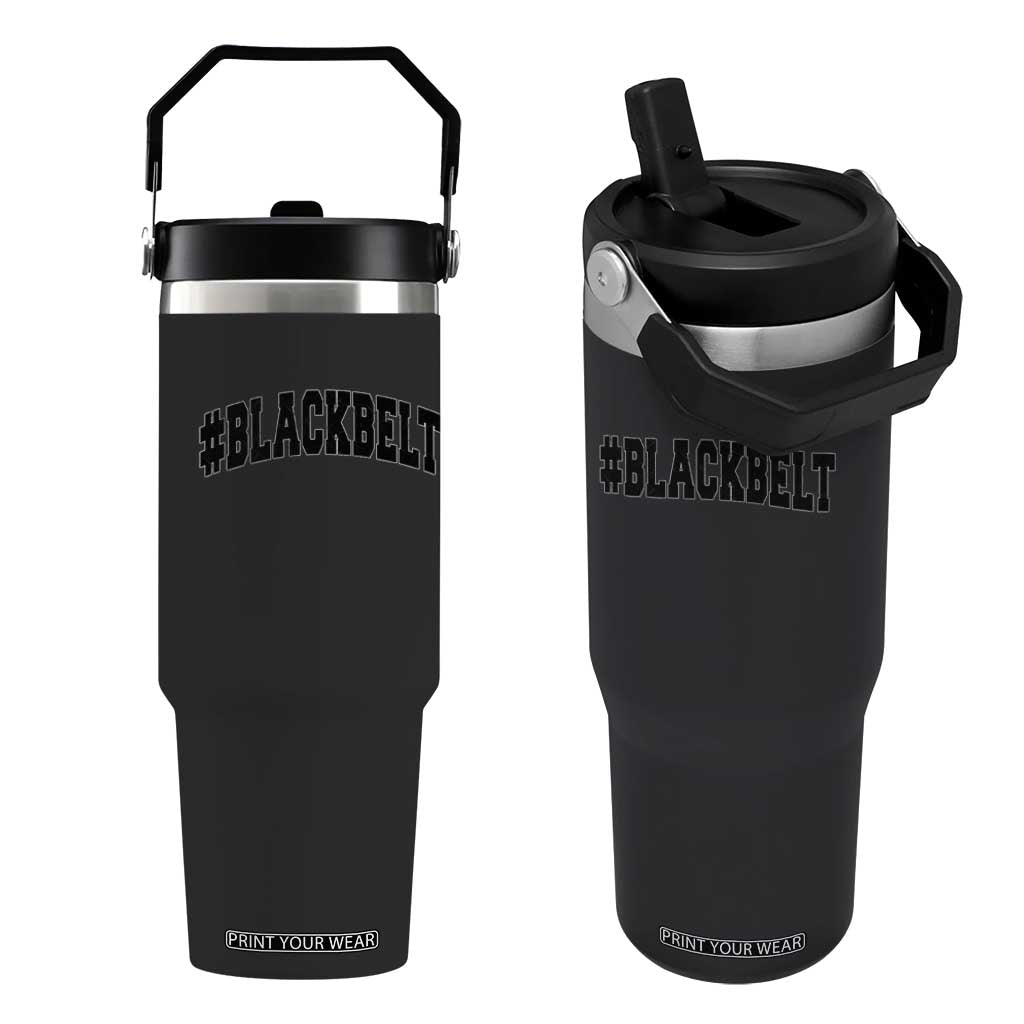 Martial Arts Karate Black Belt Flip Straw Tumbler Retro Varsity Vintage TS10 One Size: 30 oz Black Print Your Wear