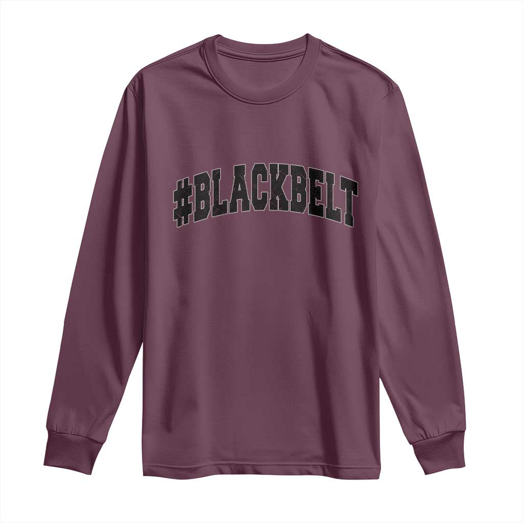 Martial Arts Karate Black Belt Long Sleeve Shirt Retro Varsity Vintage TS10 Maroon Print Your Wear