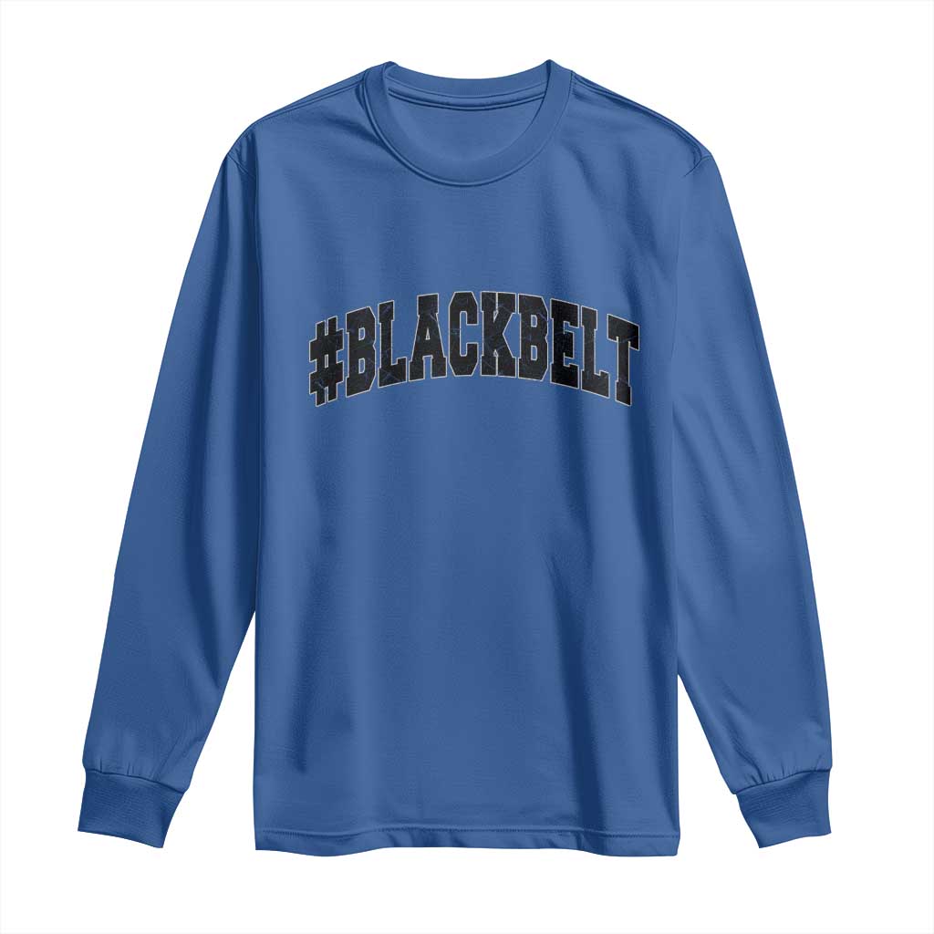 Martial Arts Karate Black Belt Long Sleeve Shirt Retro Varsity Vintage TS10 Royal Blue Print Your Wear