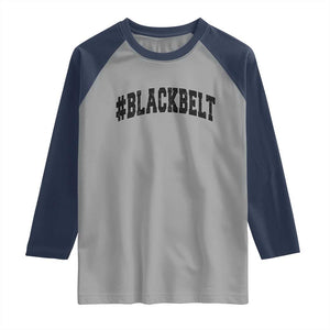 Martial Arts Karate Black Belt Raglan Shirt Retro Varsity Vintage TS10 Sport Gray Navy Print Your Wear