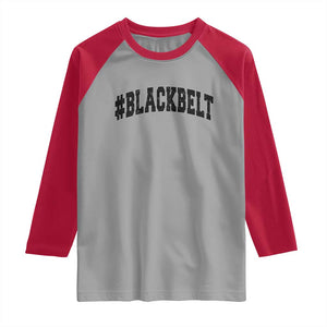 Martial Arts Karate Black Belt Raglan Shirt Retro Varsity Vintage TS10 Sport Gray Red Print Your Wear
