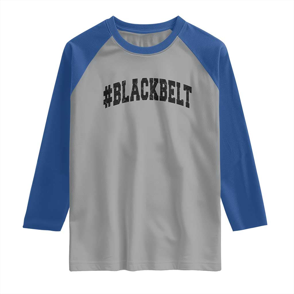 Martial Arts Karate Black Belt Raglan Shirt Retro Varsity Vintage TS10 Sport Gray Royal Print Your Wear
