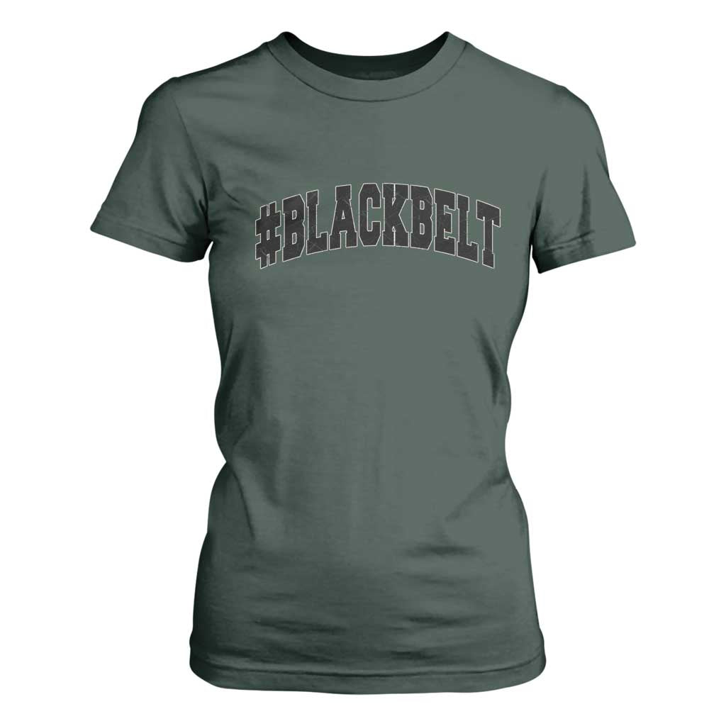 Martial Arts Karate Black Belt T Shirt For Women Retro Varsity Vintage TS10 Dark Forest Green Print Your Wear
