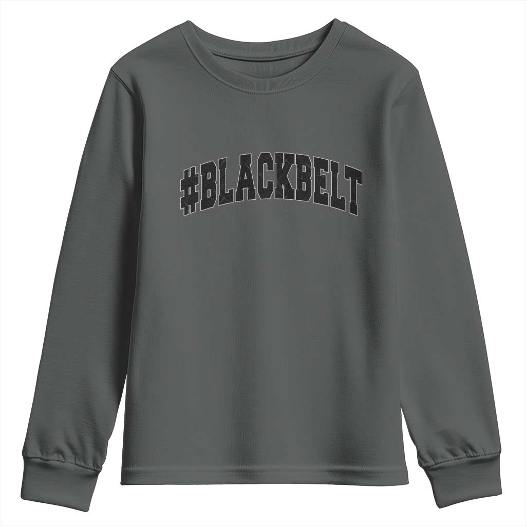 Martial Arts Karate Black Belt Youth Sweatshirt Retro Varsity Vintage TS10 Dark Heather Print Your Wear