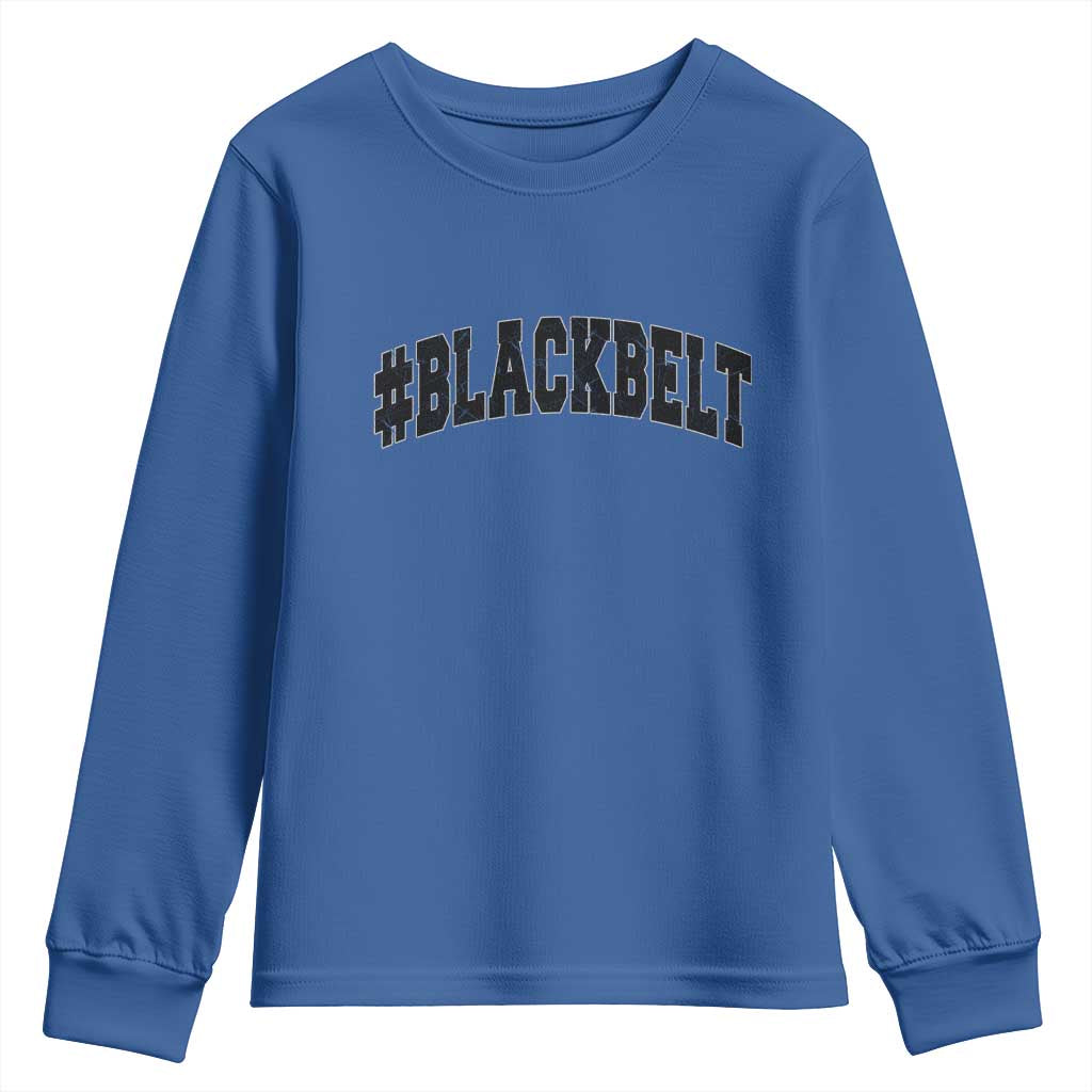 Martial Arts Karate Black Belt Youth Sweatshirt Retro Varsity Vintage TS10 Royal Blue Print Your Wear