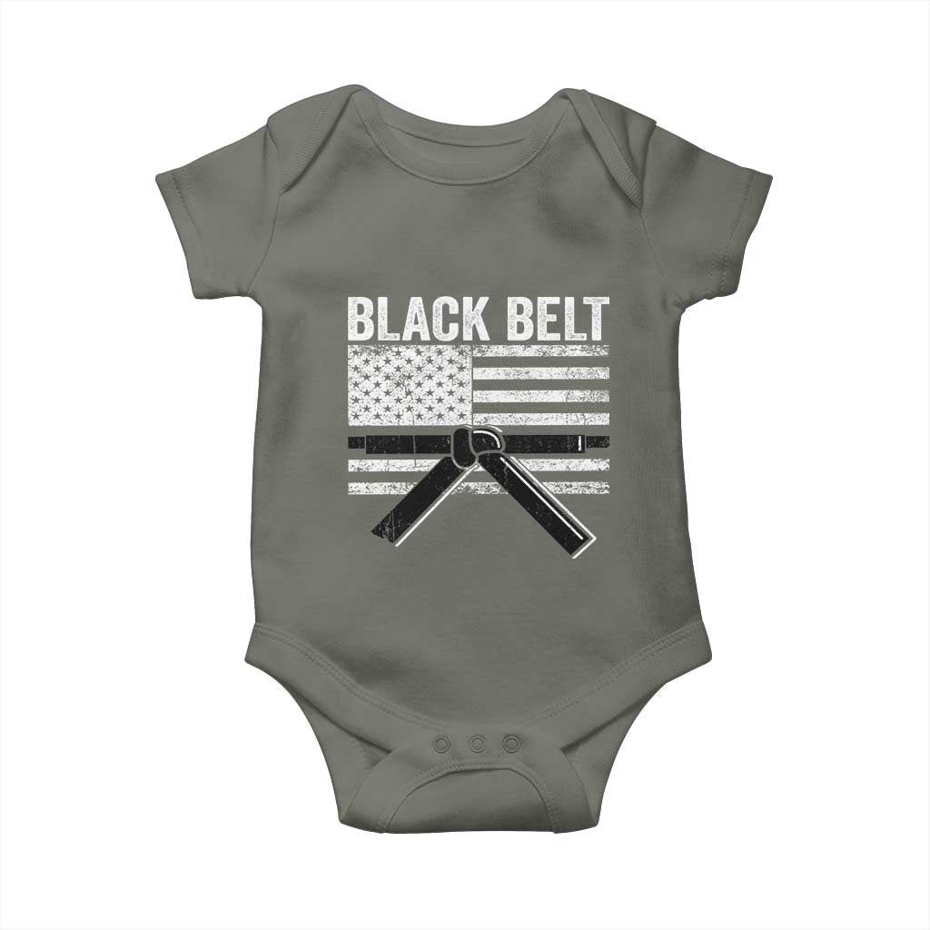Martial Arts Karate Black Belt Baby Onesie Retro Vintage American Flag TS10 Military Green Print Your Wear