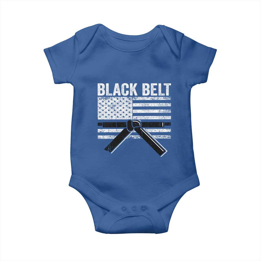 Martial Arts Karate Black Belt Baby Onesie Retro Vintage American Flag TS10 Royal Blue Print Your Wear