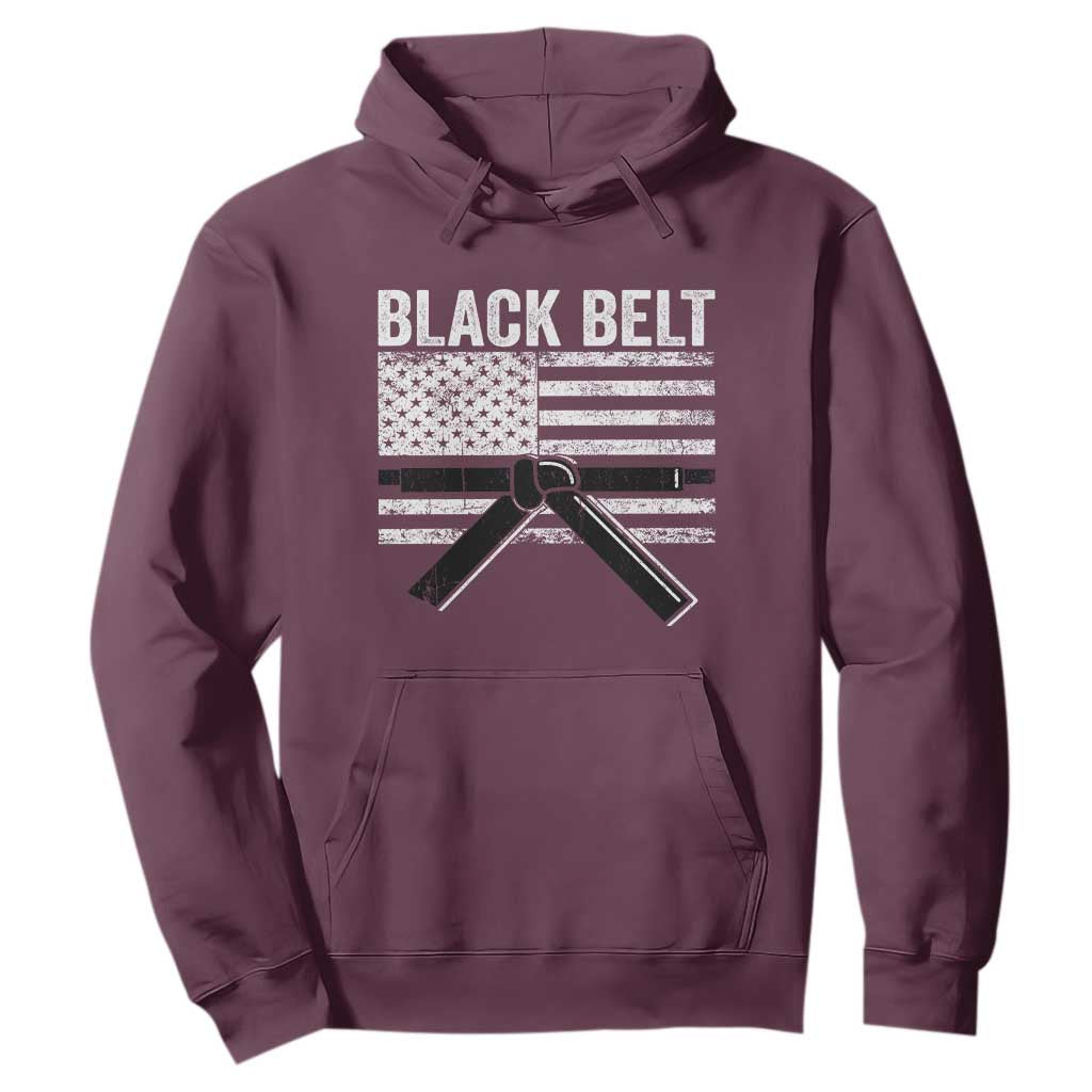 Martial Arts Karate Black Belt Hoodie Retro Vintage American Flag TS10 Maroon Print Your Wear