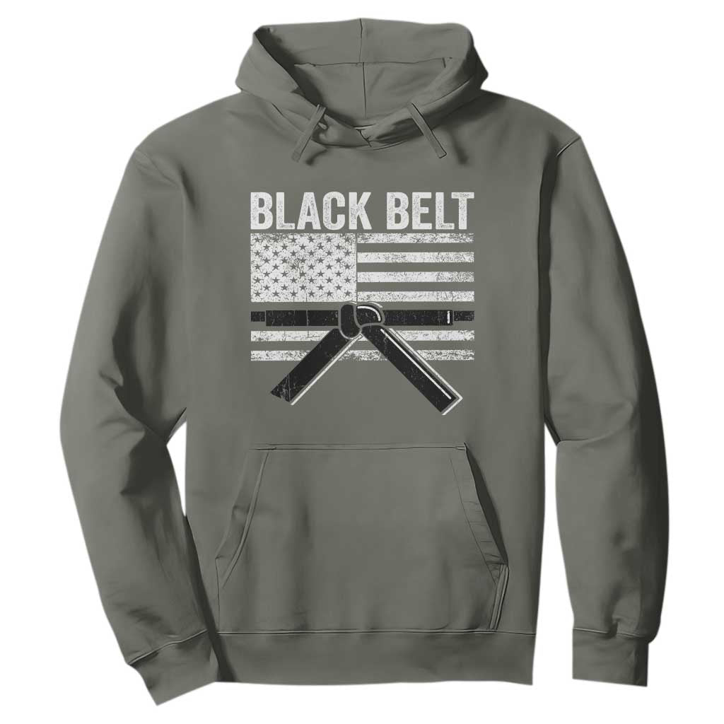 Martial Arts Karate Black Belt Hoodie Retro Vintage American Flag TS10 Military Green Print Your Wear