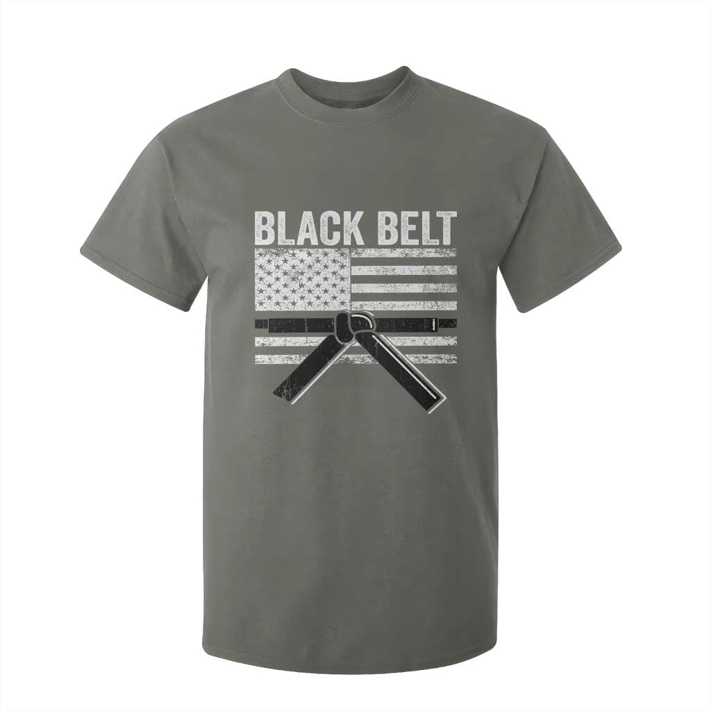 Martial Arts Karate Black Belt T Shirt For Kid Retro Vintage American Flag TS10 Military Green Print Your Wear