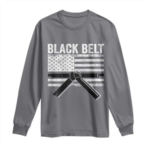 Martial Arts Karate Black Belt Long Sleeve Shirt Retro Vintage American Flag TS10 Charcoal Print Your Wear