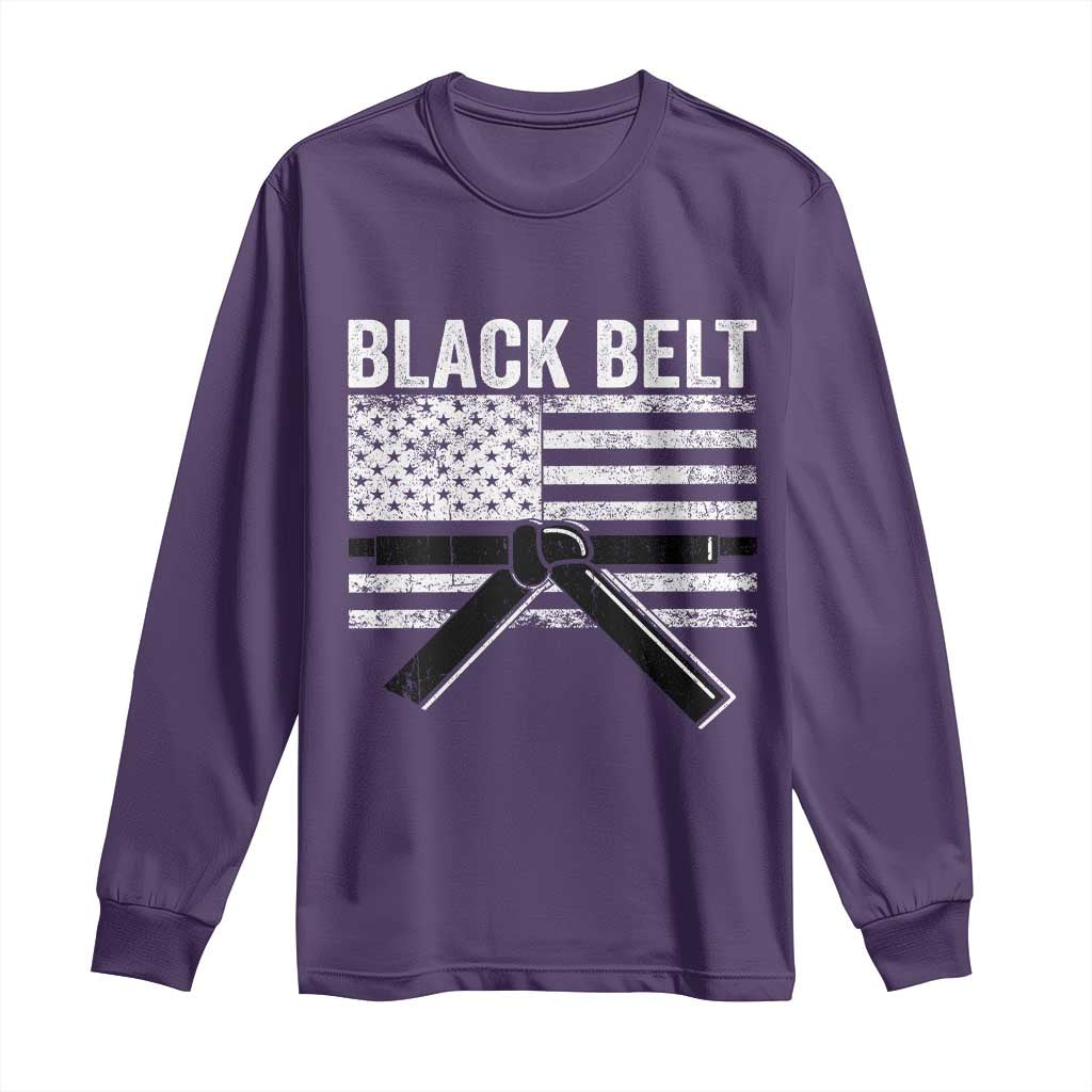 Martial Arts Karate Black Belt Long Sleeve Shirt Retro Vintage American Flag TS10 Purple Print Your Wear