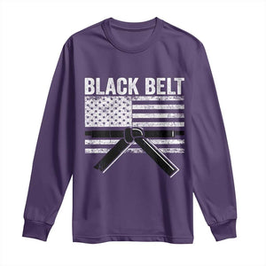 Martial Arts Karate Black Belt Long Sleeve Shirt Retro Vintage American Flag TS10 Purple Print Your Wear