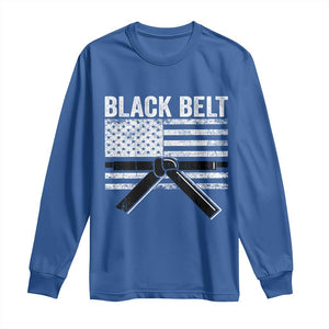 Martial Arts Karate Black Belt Long Sleeve Shirt Retro Vintage American Flag TS10 Royal Blue Print Your Wear
