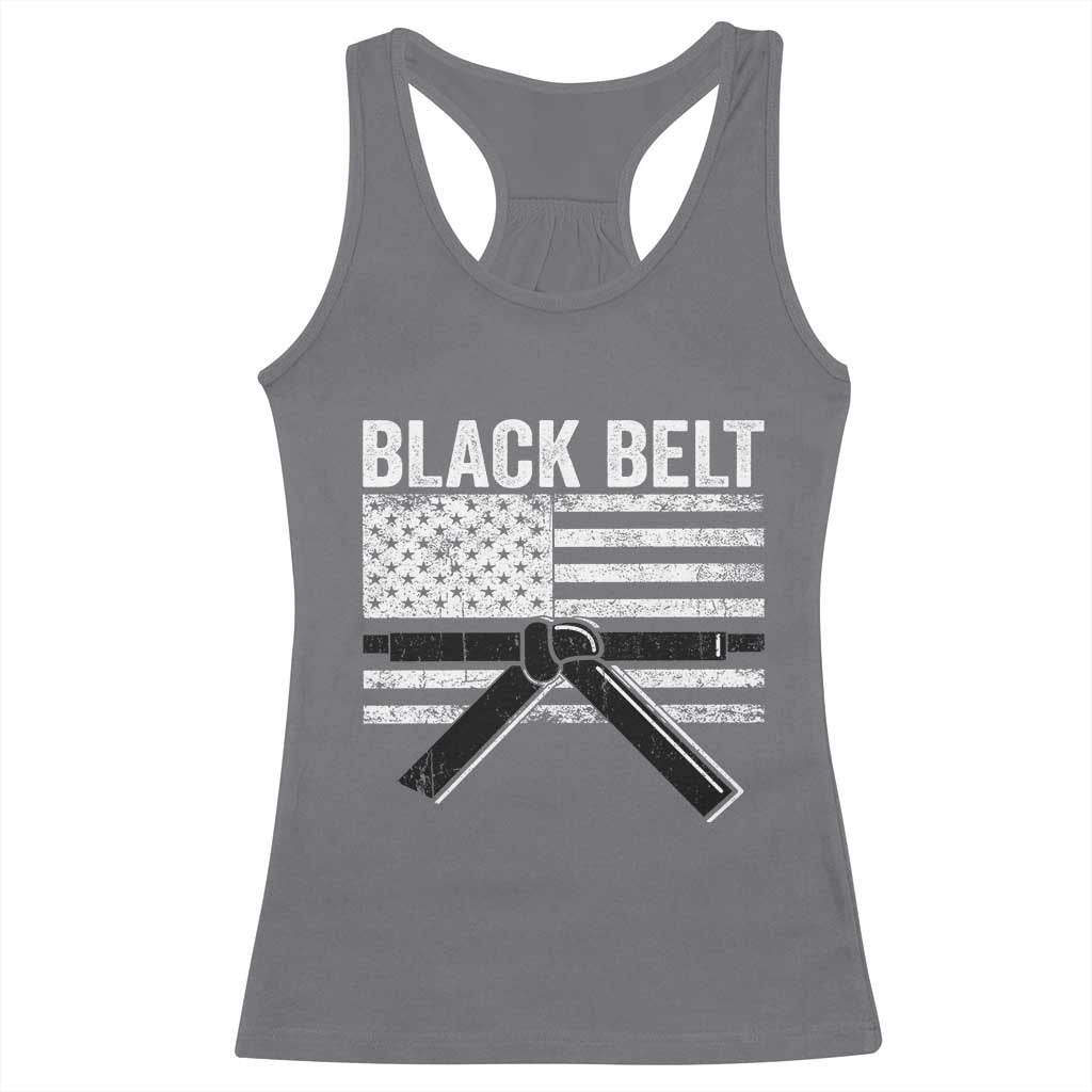 Martial Arts Karate Black Belt Racerback Tank Top Retro Vintage American Flag TS10 Charcoal Print Your Wear