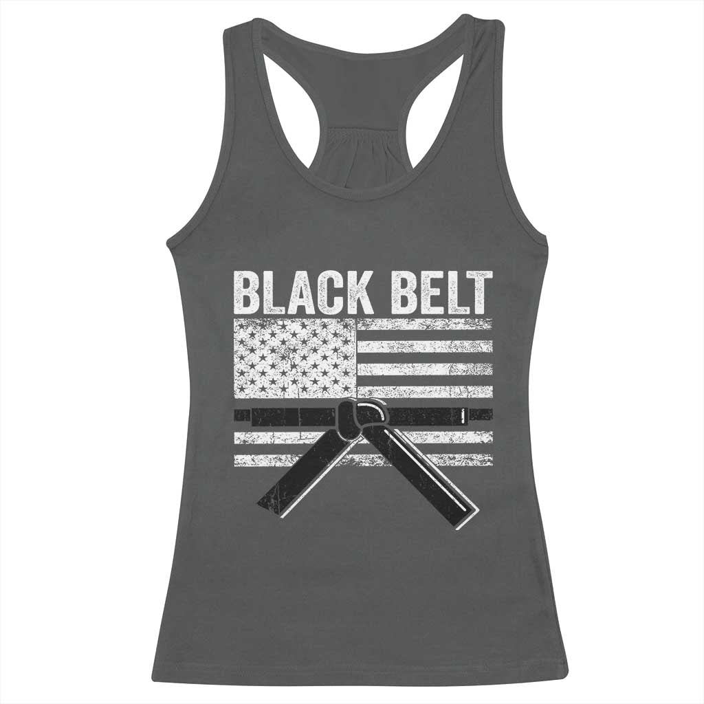 Martial Arts Karate Black Belt Racerback Tank Top Retro Vintage American Flag TS10 Dark Heather Print Your Wear