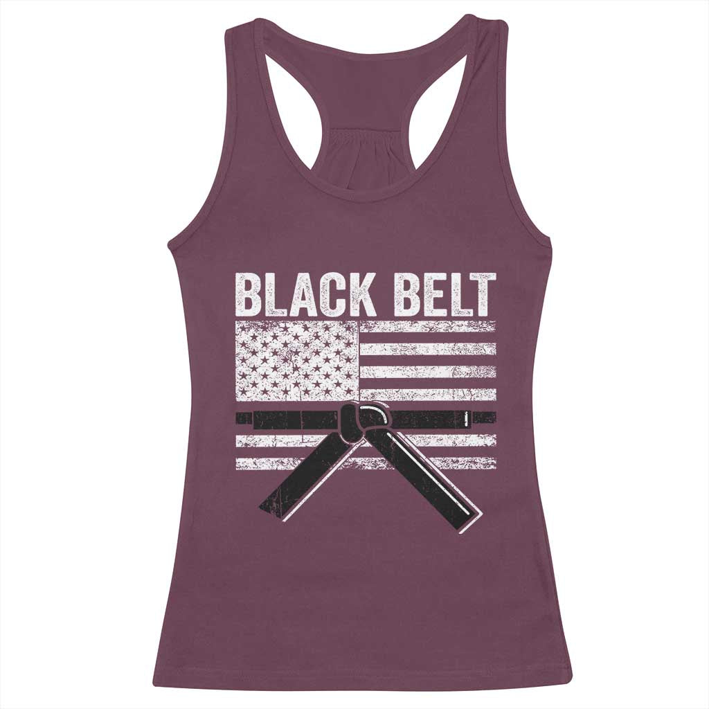 Martial Arts Karate Black Belt Racerback Tank Top Retro Vintage American Flag TS10 Maroon Print Your Wear