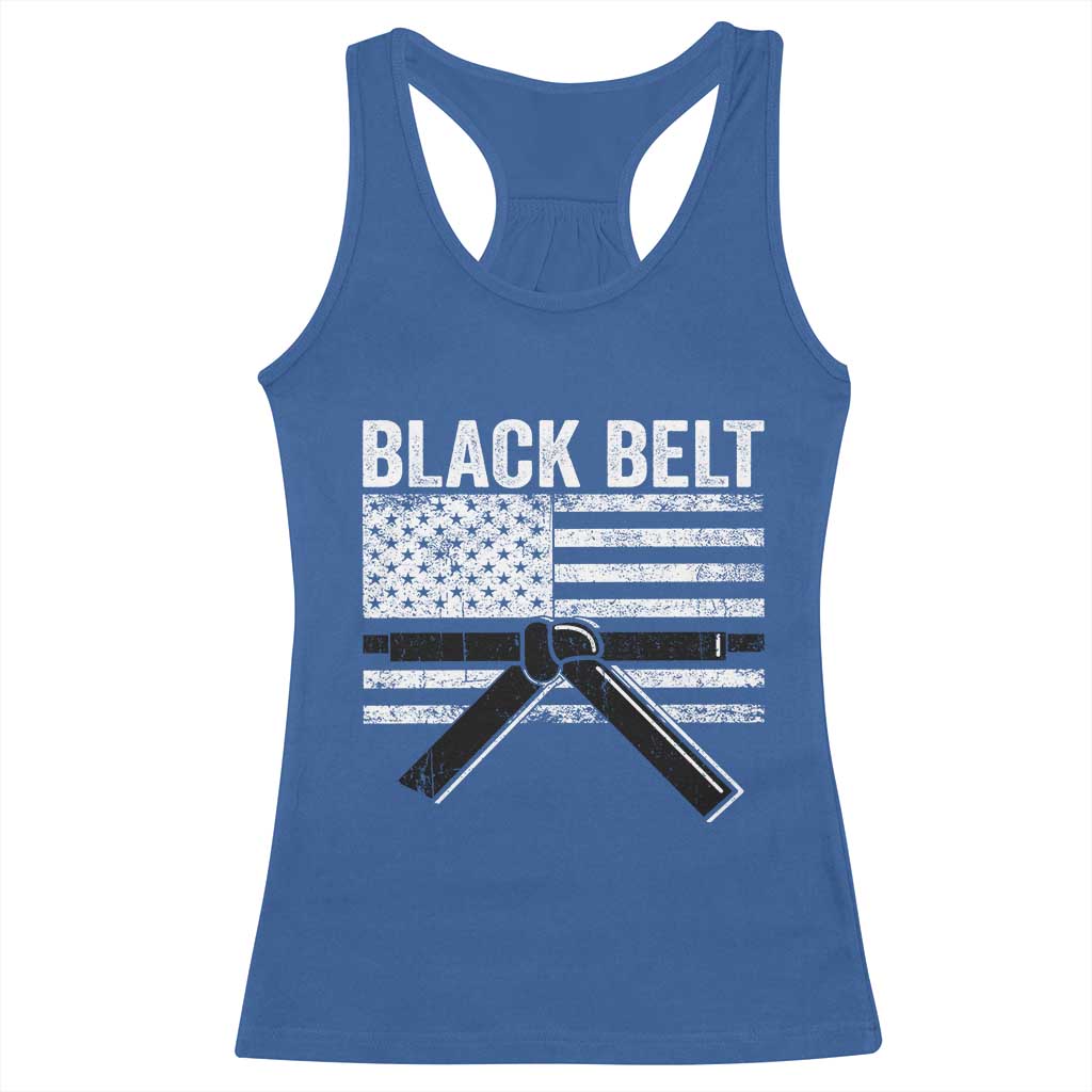 Martial Arts Karate Black Belt Racerback Tank Top Retro Vintage American Flag TS10 Royal Blue Print Your Wear