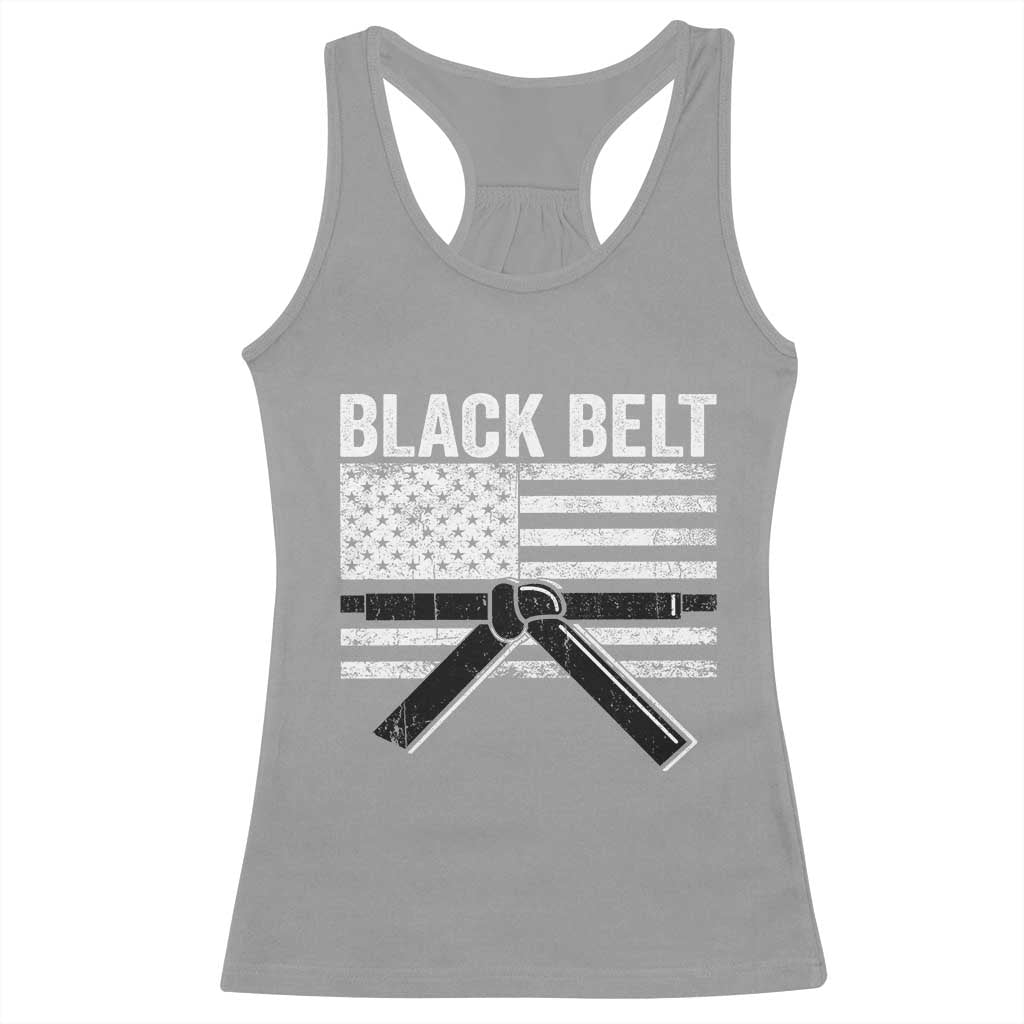 Martial Arts Karate Black Belt Racerback Tank Top Retro Vintage American Flag TS10 Sport Gray Print Your Wear