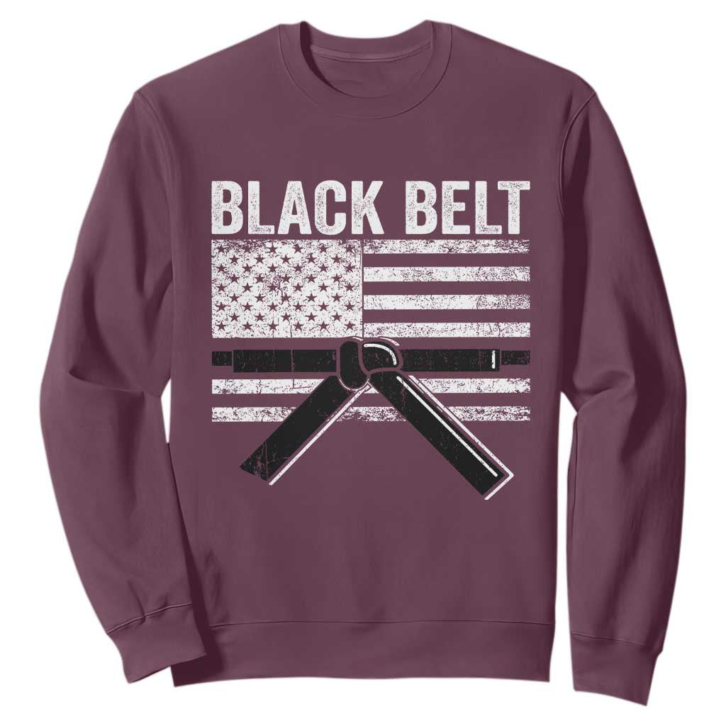 Martial Arts Karate Black Belt Sweatshirt Retro Vintage American Flag TS10 Maroon Print Your Wear