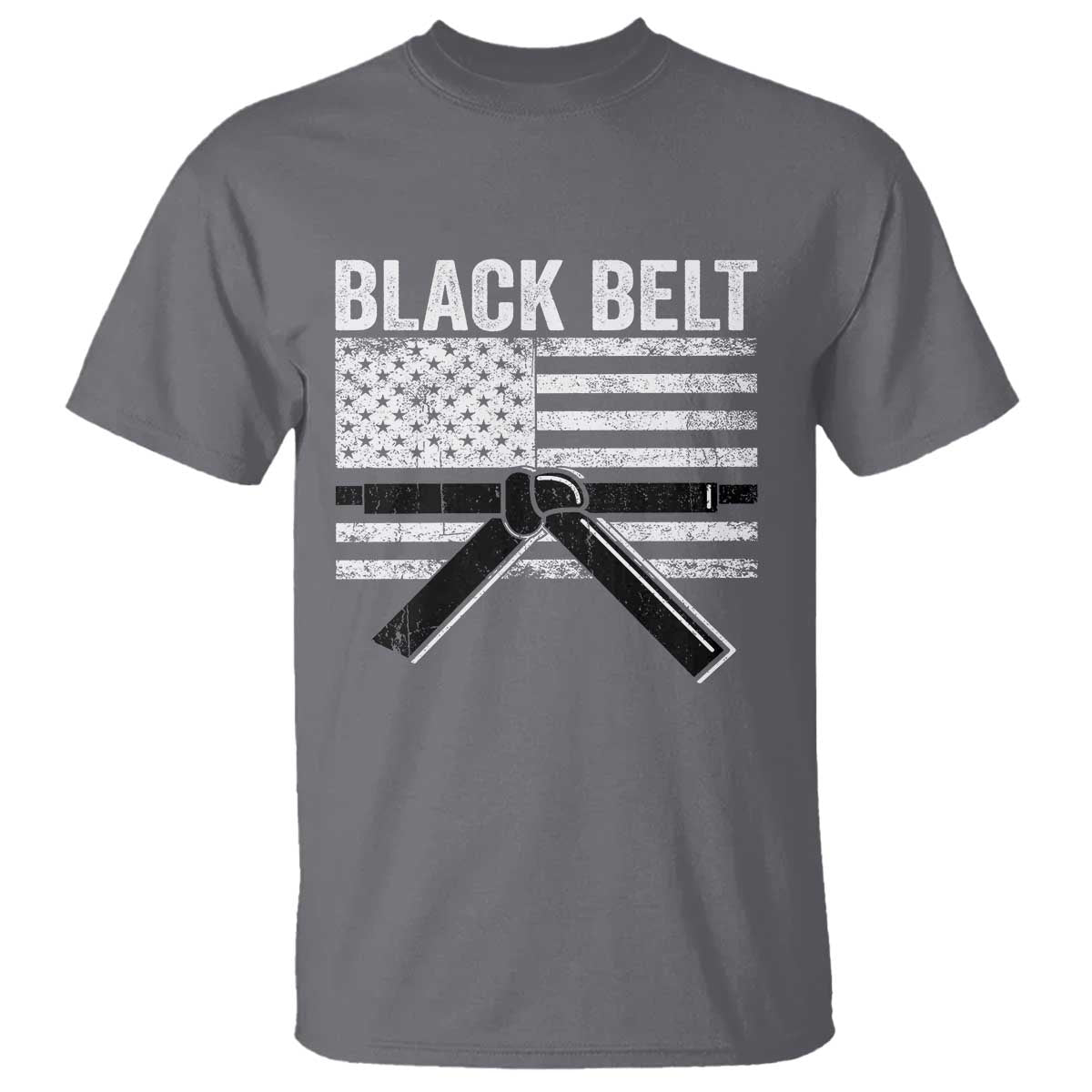 Martial Arts Karate Black Belt T Shirt Retro Vintage American Flag TS10 Charcoal Print Your Wear