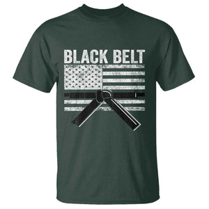 Martial Arts Karate Black Belt T Shirt Retro Vintage American Flag TS10 Dark Forest Green Print Your Wear