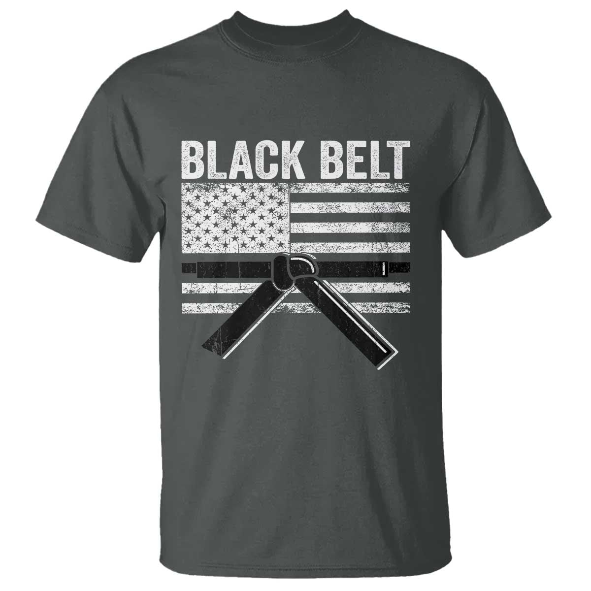 Martial Arts Karate Black Belt T Shirt Retro Vintage American Flag TS10 Dark Heather Print Your Wear