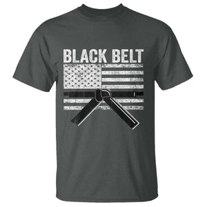 Martial Arts Karate Black Belt T Shirt Retro Vintage American Flag TS10 Dark Heather Print Your Wear