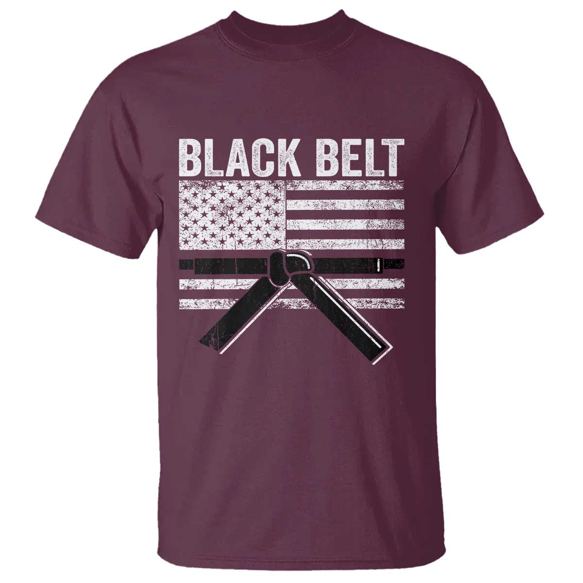 Martial Arts Karate Black Belt T Shirt Retro Vintage American Flag TS10 Maroon Print Your Wear