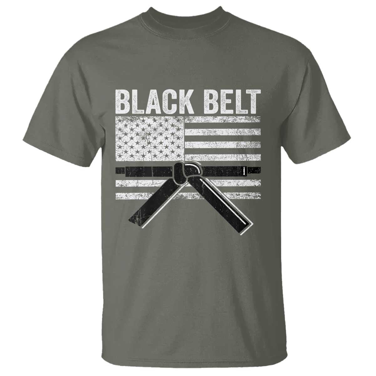 Martial Arts Karate Black Belt T Shirt Retro Vintage American Flag TS10 Military Green Print Your Wear