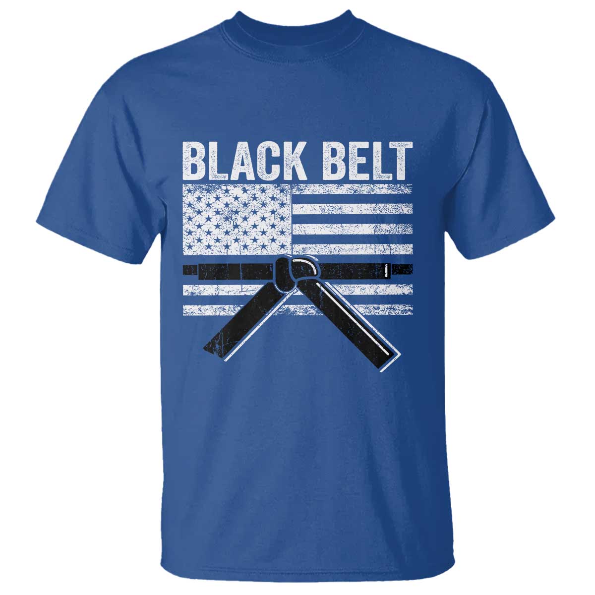 Martial Arts Karate Black Belt T Shirt Retro Vintage American Flag TS10 Royal Blue Print Your Wear