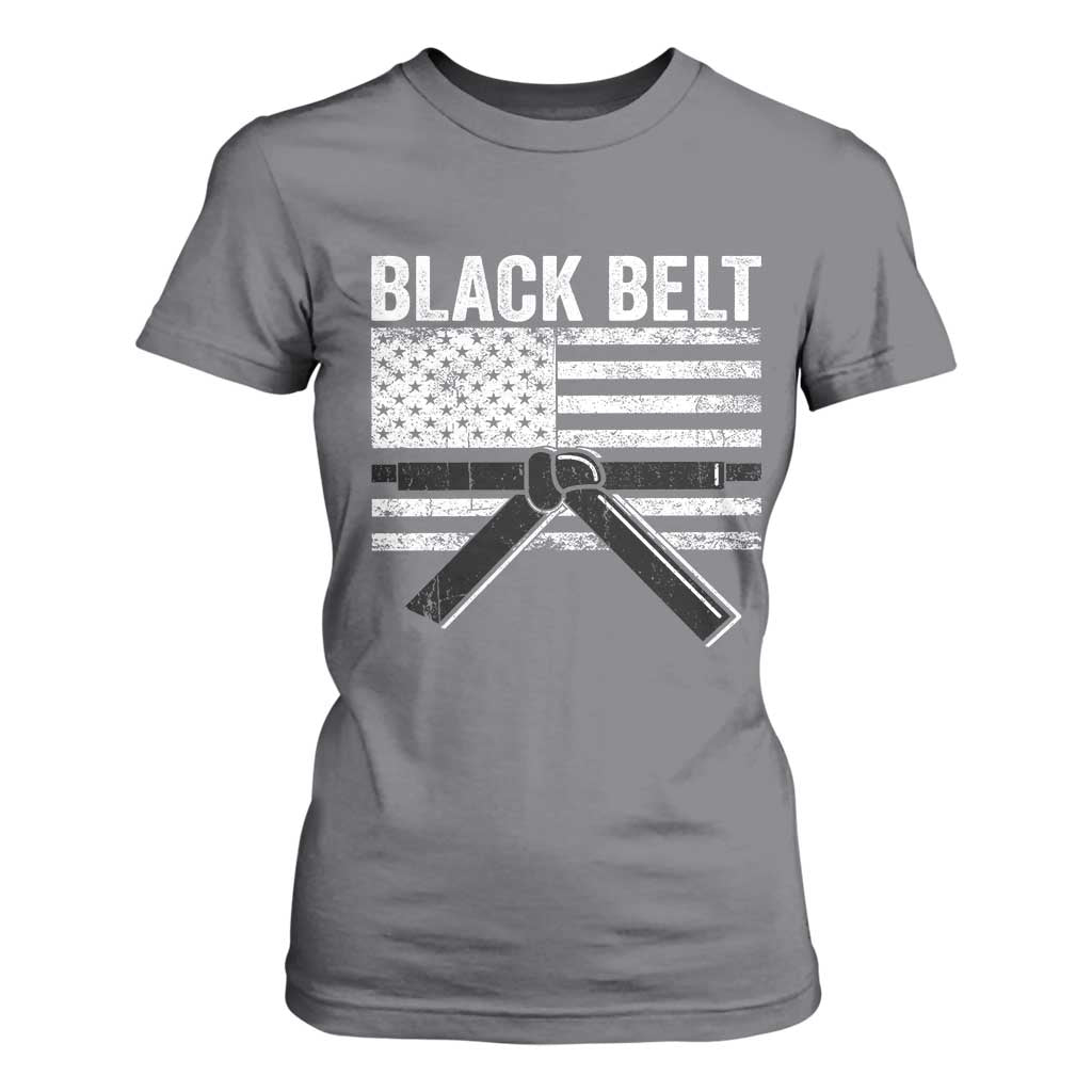 Martial Arts Karate Black Belt T Shirt For Women Retro Vintage American Flag TS10 Charcoal Print Your Wear