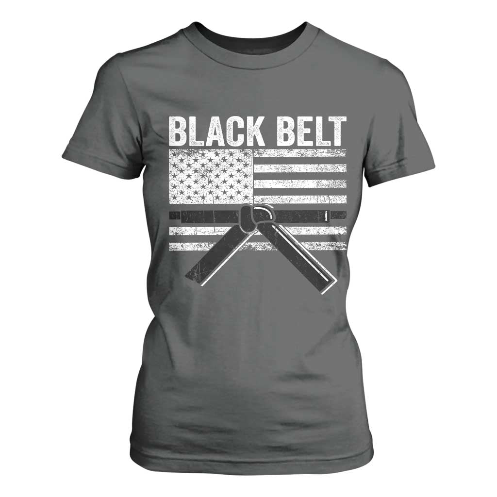 Martial Arts Karate Black Belt T Shirt For Women Retro Vintage American Flag TS10 Dark Heather Print Your Wear