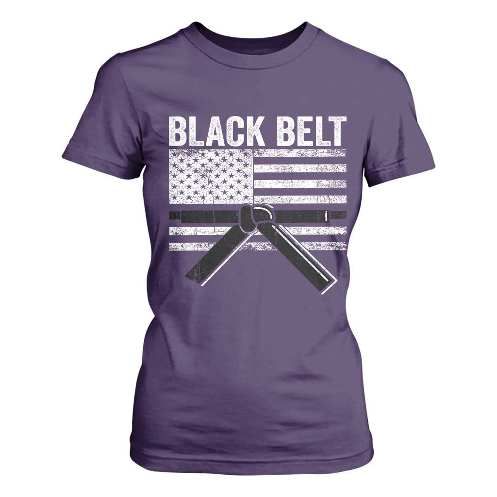 Martial Arts Karate Black Belt T Shirt For Women Retro Vintage American Flag TS10 Purple Print Your Wear