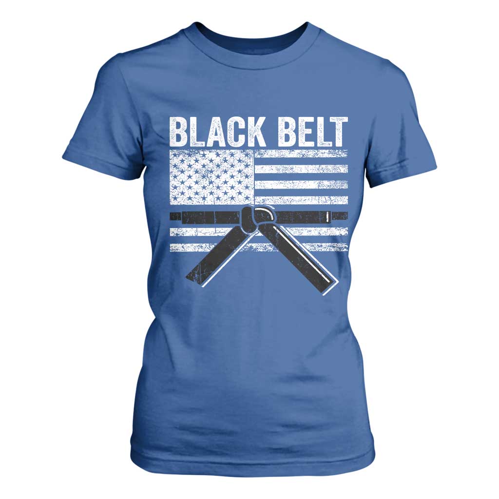 Martial Arts Karate Black Belt T Shirt For Women Retro Vintage American Flag TS10 Royal Blue Print Your Wear
